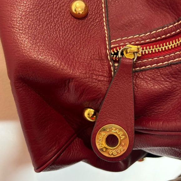 ZARA Handbag Braided. handle Leather Snap Closure Several Compartments Satchel - Picture 14 of 16